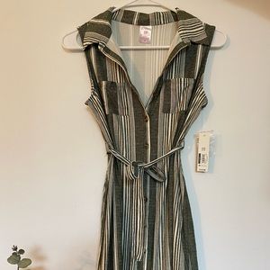 Cute button up green dress, brand new!